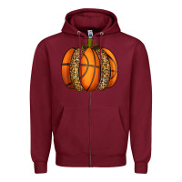 Burgundy Basketball Pumpkin Zipper Hoodie - texasbilliewilder