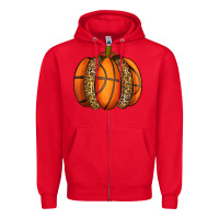 Red Basketball Pumpkin Zipper Hoodie - texasbilliewilder
