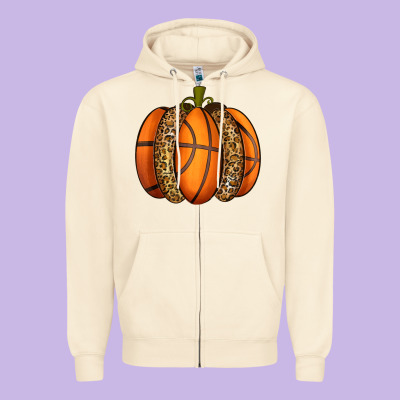 Basketball Pumpkin Zipper Hoodie Designed By Texasbilliewilder