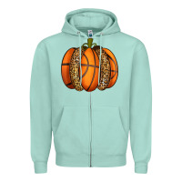 Seafoam Basketball Pumpkin Zipper Hoodie - texasbilliewilder