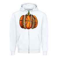 White Basketball Pumpkin Zipper Hoodie - texasbilliewilder