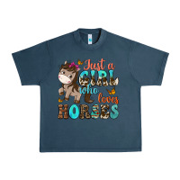Midnight Navy just a girl who loves horses Urban Heavy Tee - NancyCooperArtShop