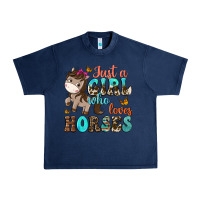 Navy just a girl who loves horses Urban Heavy Tee - NancyCooperArtShop