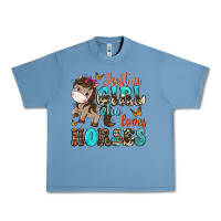 Pebble Blue just a girl who loves horses Urban Heavy Tee - NancyCooperArtShop