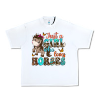 White just a girl who loves horses Urban Heavy Tee - NancyCooperArtShop