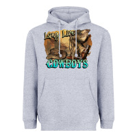 Heather Grey Long live Cowboys boots hat Heavyweight Hoodie - HowdyJamesFarm