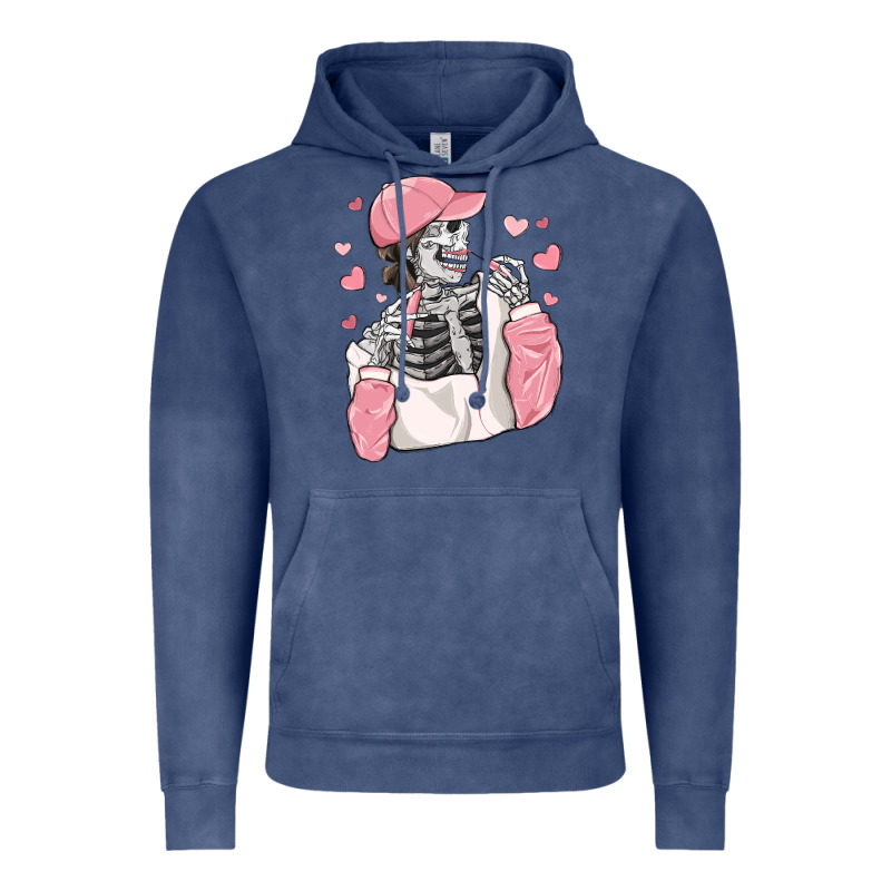 Skeleton Girl Valentine's Day Vintage Hoodie by MaliasSmallBusiness | Teevron