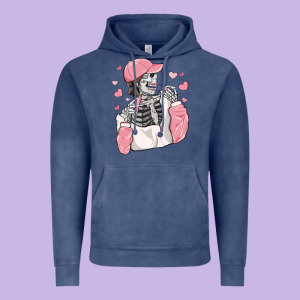Skeleton Girl Valentine's Day Vintage Hoodie Designed By Maliassmallbusiness