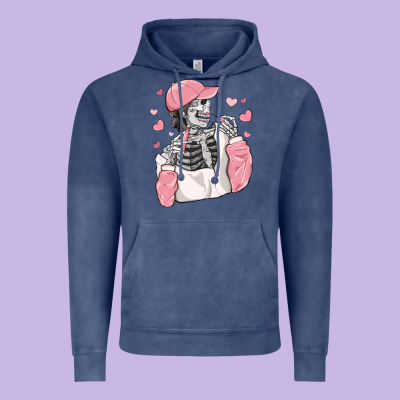 Skeleton Girl Valentine's Day Vintage Hoodie Designed By Maliassmallbusiness