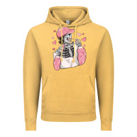 Vintage Mustard skeleton girl valentine's day Vintage Hoodie - MaliasSmallBusiness