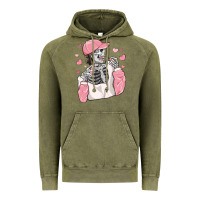 Vintage Olive skeleton girl valentine's day Vintage Hoodie - MaliasSmallBusiness
