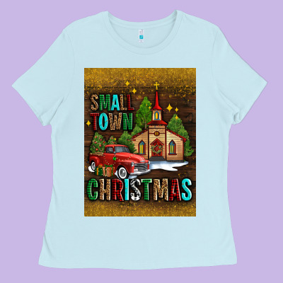 Small Town Christmas Church Ladies Tee Designed By Adodesignshop
