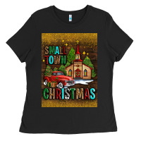 Black small town christmas church Ladies Tee - AdoDesignShop