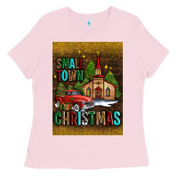 Bubblegum Pink small town christmas church Ladies Tee - AdoDesignShop