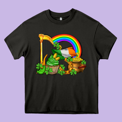 St Patricks Day  Rainbow Shamrocks Heavy Core Tee Designed By Adodesignshop