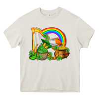 Cream st patricks day  rainbow shamrocks Heavy Core Tee - AdoDesignShop