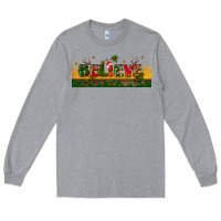 Heather Grey christmas believe Long Sleeve Tee - BundleAndBundleShop