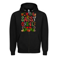 Black I'm the sassy on the elf Zipper Hoodie - NancyCooperArtShop