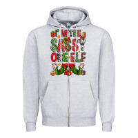 Heather Grey I'm the sassy on the elf Zipper Hoodie - NancyCooperArtShop