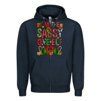 Navy I'm the sassy on the elf Zipper Hoodie - NancyCooperArtShop