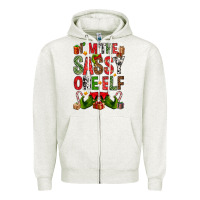 Oatmeal Heather I'm the sassy on the elf Zipper Hoodie - NancyCooperArtShop