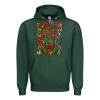 Sports Green I'm the sassy on the elf Zipper Hoodie - NancyCooperArtShop