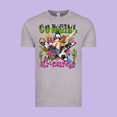 Western Rodeo Cowgirl Dreams Vintage Tee Designed By Nancycooperartshop