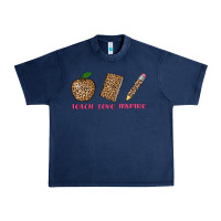 Navy teach love inspire leopard Urban Heavy Tee - AdoDesignShop
