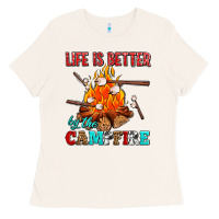 Bone life is better by the campfire with marshmallows Ladies Tee - AdoDesignShop