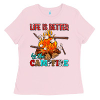 Life Is Better By The Campfire With Marshmallows Ladies Tee | Teevron