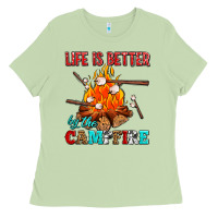 Matcha life is better by the campfire with marshmallows Ladies Tee - AdoDesignShop