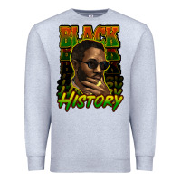 Heather Grey Black history afro man Premium Sweatshirt - HowdyJamesFarm