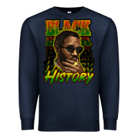 Navy Black history afro man Premium Sweatshirt - HowdyJamesFarm
