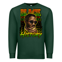 Sports Green Black history afro man Premium Sweatshirt - HowdyJamesFarm