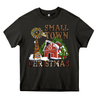 Asphalt small town christmas with barn and cactus Heavy Core Tee - AdoDesignShop