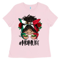 Bubblegum Pink mexican mom life messy bun mama Ladies Tee - BundleAndBundleShop