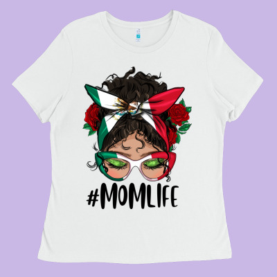 Mexican Mom Life Messy Bun Mama Ladies Tee Designed By Bundleandbundleshop