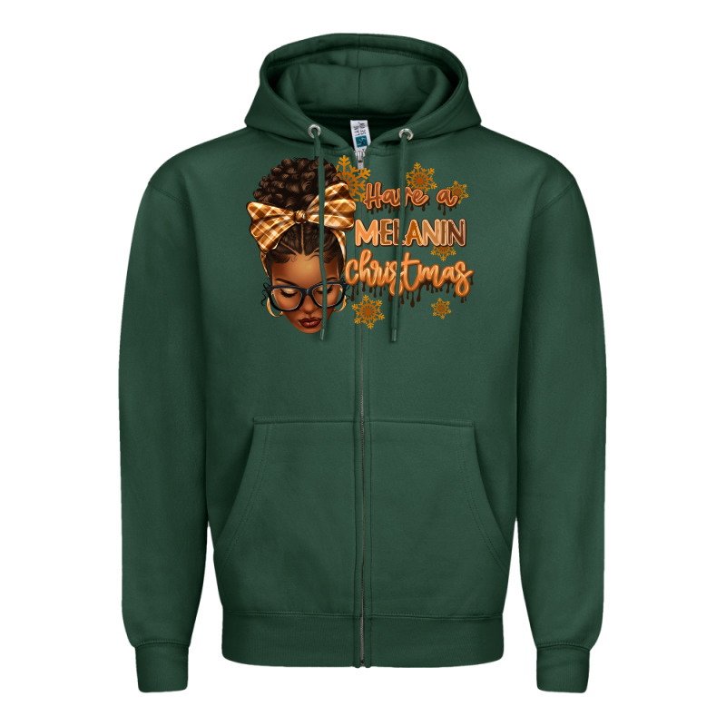 Have A Melanin Christmas Afro Woman Zipper Hoodie by texasbilliewilder | Teevron