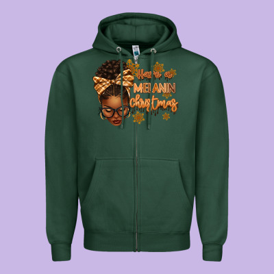 Have A Melanin Christmas Afro Woman Zipper Hoodie Designed By Texasbilliewilder