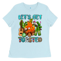Baby Blue let's get toasted with camp fire Ladies Tee - AdoDesignShop