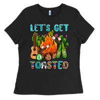 Black let's get toasted with camp fire Ladies Tee - AdoDesignShop