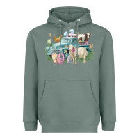 Sage Easter truck farm animals Easter Day Heavyweight Hoodie - HowdyJamesFarm