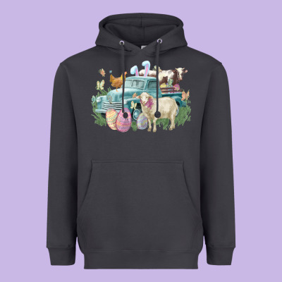 Easter Truck Farm Animals Easter Day Heavyweight Hoodie Designed By Howdyjamesfarm