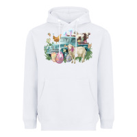 White Easter truck farm animals Easter Day Heavyweight Hoodie - HowdyJamesFarm