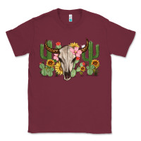 Burgundy bull skull with cactus Classic Tee - MaliasSmallBusiness