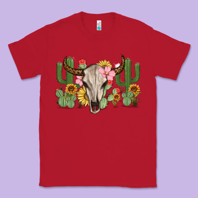 Bull Skull With Cactus Classic Tee Designed By Maliassmallbusiness
