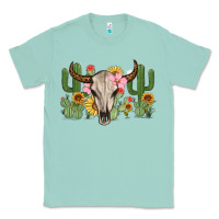 Seafoam bull skull with cactus Classic Tee - MaliasSmallBusiness
