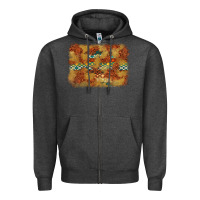 Charcoal Heather Aztec Background Pattern Western Zipper Hoodie - texasbilliewilder