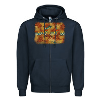 Navy Aztec Background Pattern Western Zipper Hoodie - texasbilliewilder