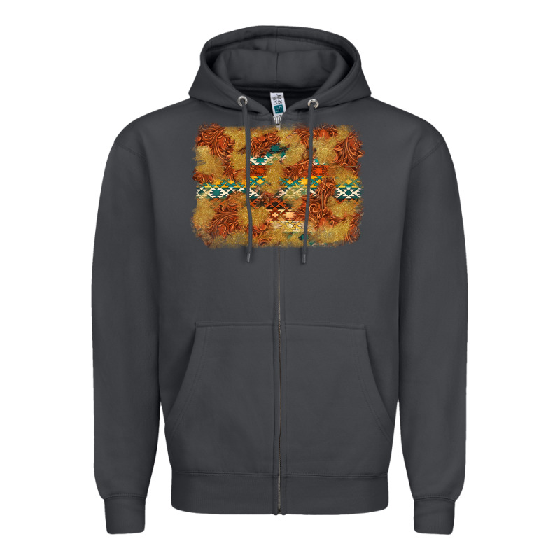 Aztec Background Pattern Western Zipper Hoodie by texasbilliewilder | Teevron